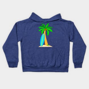 Tropical Surf Board and Palm Tree Kids Hoodie